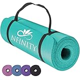 NBR Yoga Mat Exercise Fitness foam Extra Thick Non-Slip Large Padded High Density for Pilates gymnastics stretching Workout with Free Carry Strap. (Teal)