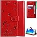 DodoBuy Funda para OPPO Find X2 Neo, Gato Patrón Flip Folio Wallet Case Cover Carcasa Piel PU Stand Ranuras Tarjetas Correa de Muñeca Cierre Magnético - Rojo