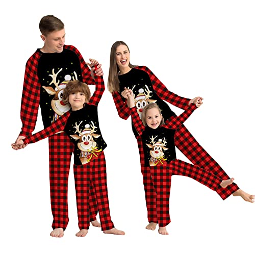 Weihnachten Familie Pyjama Set Rentier Weihnachts Schlafanzug Herren Zweiteilige Lang Outfit Christmas Sleepwear Outfits Hirsch für Papa, Onkel, Großvater Cover