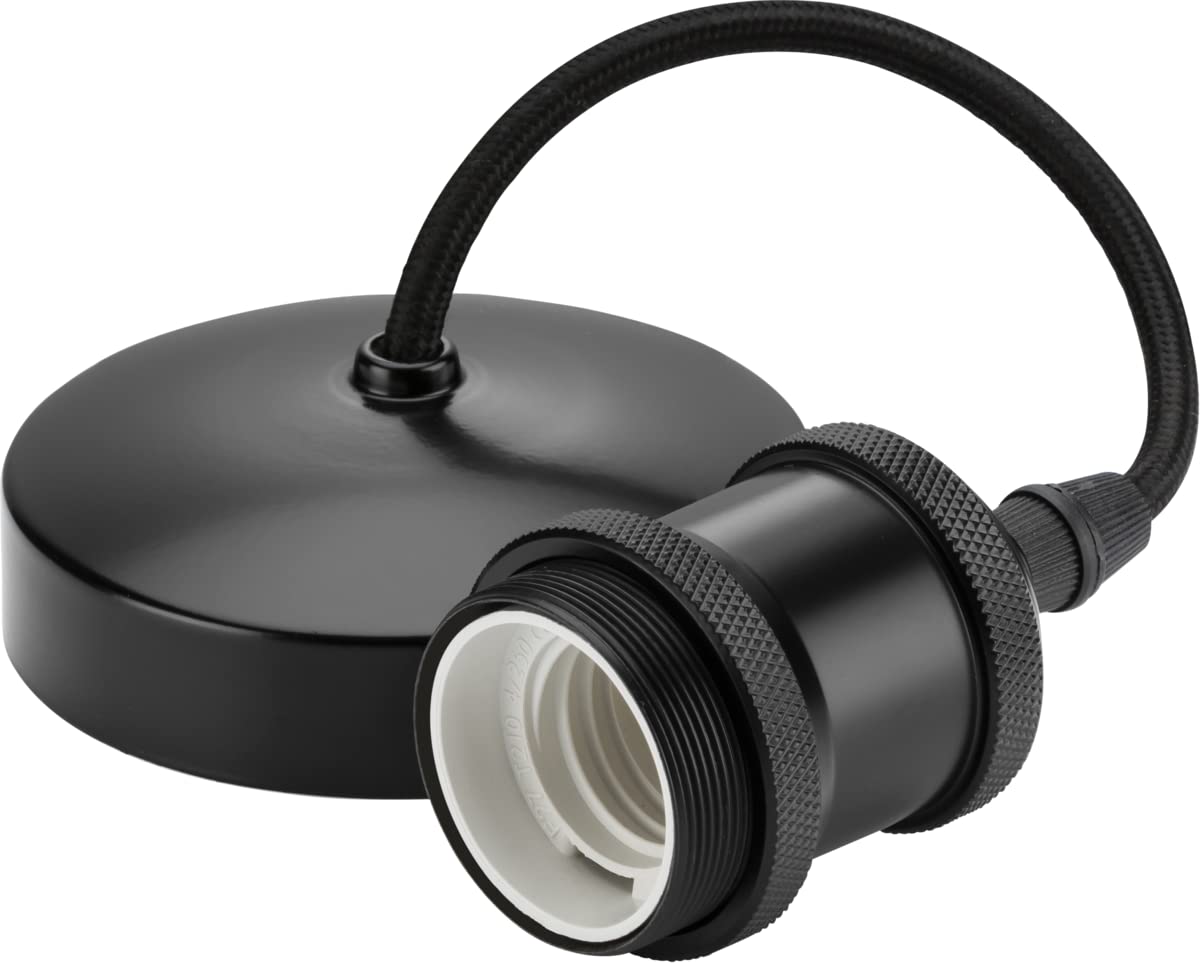 6" E27 Vintage Pendant Set - Matt Black (8271MB),150mm