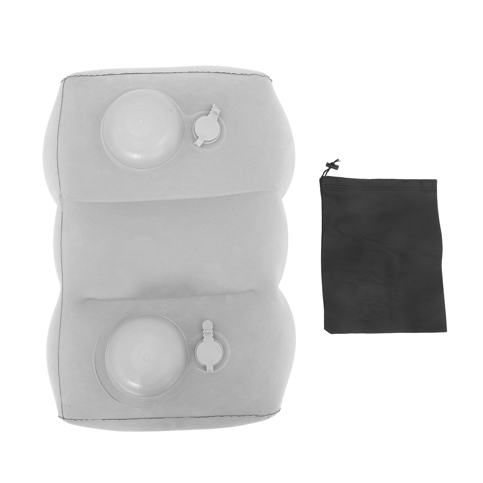 Baluue Reposapiés Inflable Portátil para Avión y Oficina Cojín Ajustable de PVC Flocado Gris Claro Triple Capa Bolsa de Almacenamiento Soporte Ergonómico para Viajes y Descanso