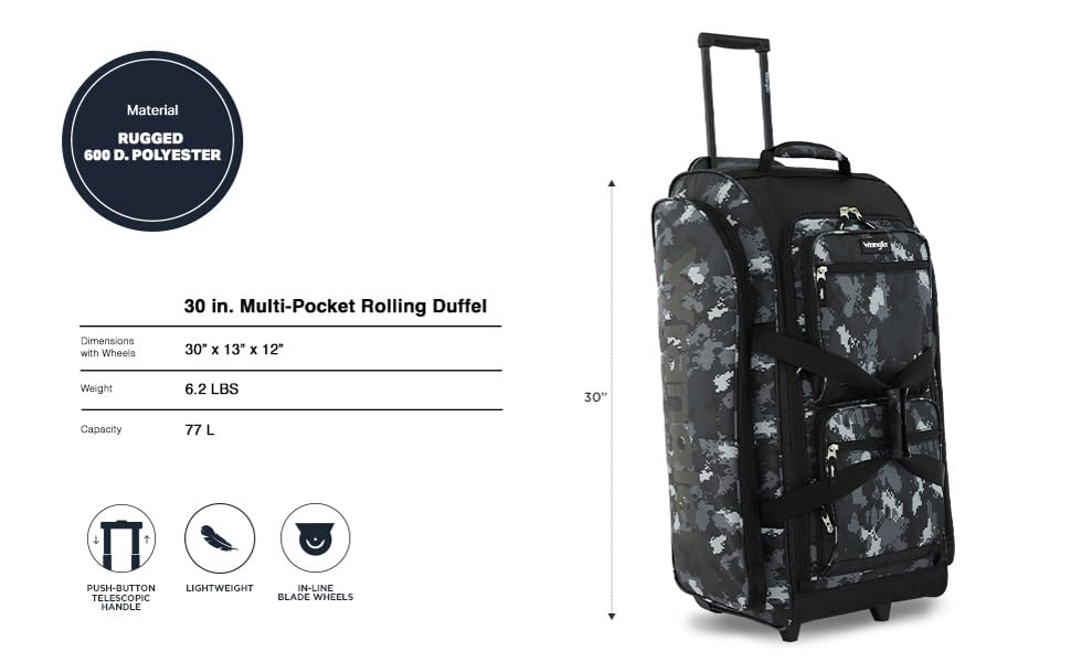 Image of Wrangler Wesley Rolling Duffel Bag