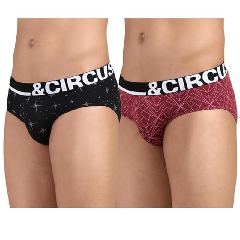 Image of &Circus Men's Airsoft Brief | Ultra Soft Mens Breathable Briefs Innerwear Men | (Pack of 2) (Starry Night, Fractal Space), M
