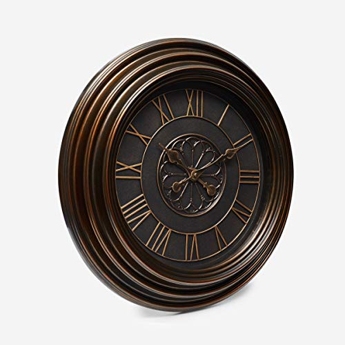 Image of Home Centre Casablanca Wooden Round Wall Clock - Brown 50 cm x 4 cm x 50 cm
