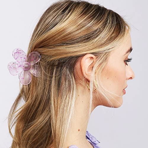 Hair Claw Clips Flower Hair Clips 8Pcs Cute Hair Clip Daisy Hair Clips Big Claw Clip Strong Hold Jaw Clip Barrettes Large Hair Clamps Thin Hair Accessories Thick Hair For Women Girls Gifts 8 Colors #TOP2