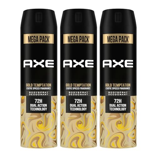 Axe Gold Temptation Long Lasting Deodorant Bodyspray For Men, 215ml, Pack of 3