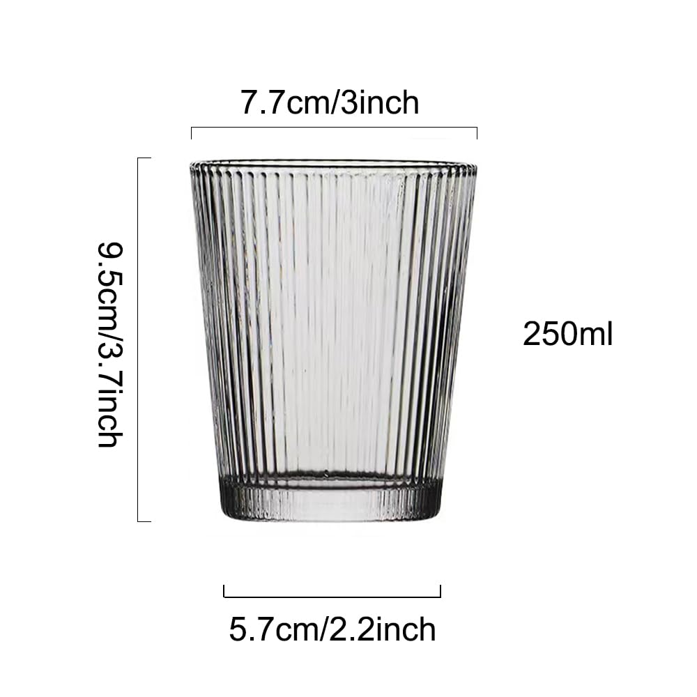 Pestrema Japanese vertical pattern glass, cocktail glass, juice glass, household water glass. (Transparent & Short)