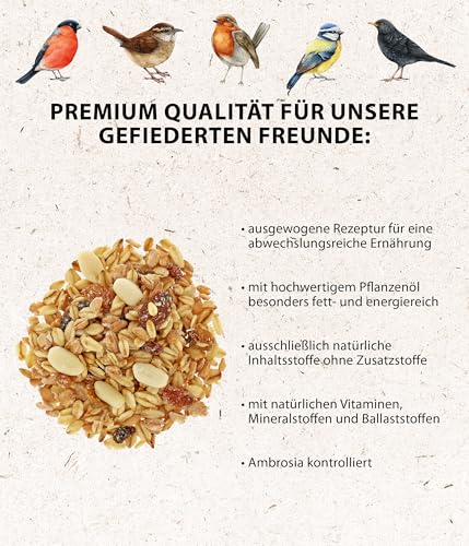 Dehner Natura Premium Wildvogelfutter, Fettfutter / Weichfutter, Ganzjahresfutter artgerecht / kraftspendend, hochwertiges Vogelfutter für Wildvögel, 2.5 kg – Bild 5