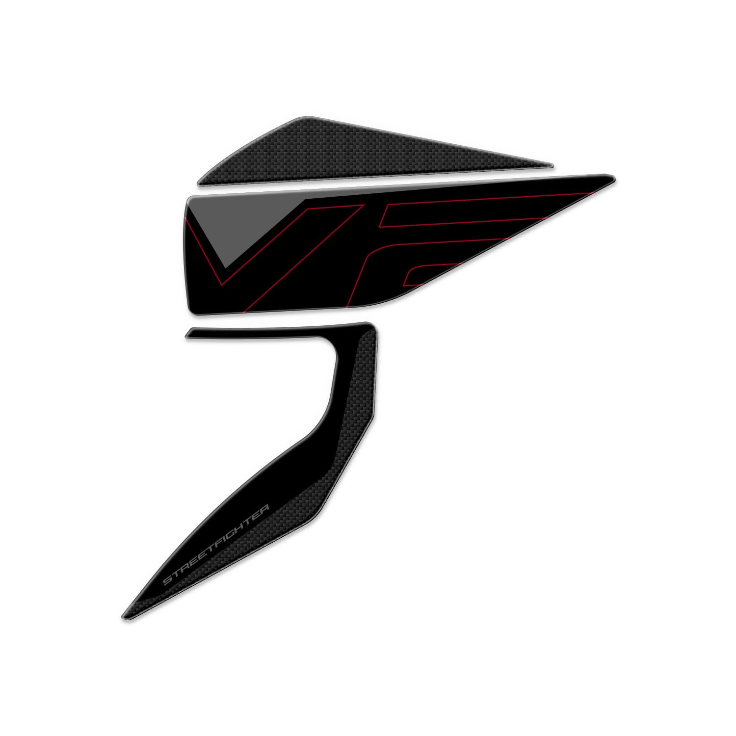 Az Graphishop 3D-Harztank-Seitenaufkleber kompatibel mit Ducati Streetfighter V2 / S 2025 Schutz vor Stößen und Kratzern Motorradzubehör Made in Italy L-SV2-25