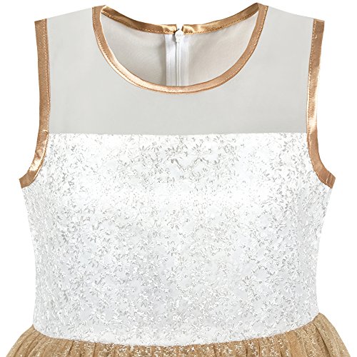 Sunny Fashion Flower Girls Dress Lace Hem Butterfly Wedding First Communion3