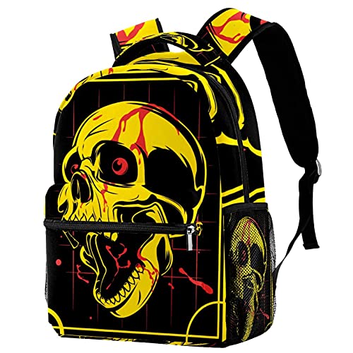 Sac à dos de voyage original motif tête de mort sanglantée dorée
