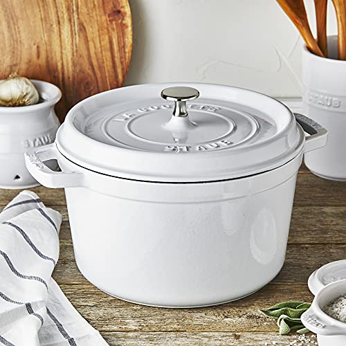 Image of Staub Cast Iron Dutch Oven 5-qt Tall Cocotte, Made in France, Serves 5-6, White