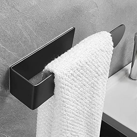 KKTECT Hand Towel Holder,Self Adhesive Stainless Steel Hand Towel Rail for Bathroom Kitchen,Matte Black Bathroom Accessories Cover