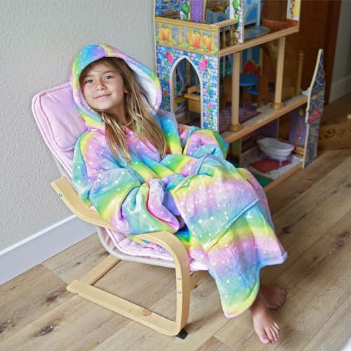 image for Catalonia Rainbow Blanket Hoodie for Kids, Oversized Wearable Sherpa S