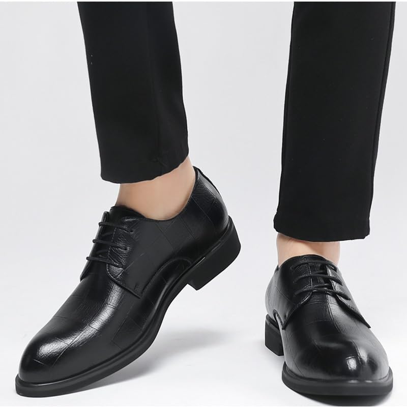 Mens Patent Leather Oxfords Formal Tuxedo Dress Shoes for Men Shiny Business Lace Up(7.5) Black3