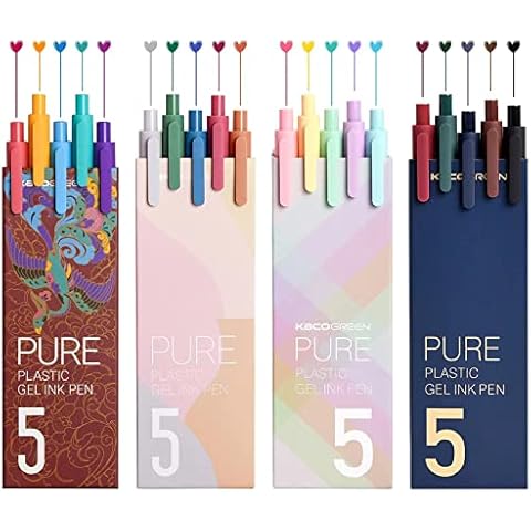 Kaco Gel Pens 20 Assorted Color Ink 0.5mm Fine Point, Cute Stationery Journaling Note Taking Pens Retractable Office Supplies Cover