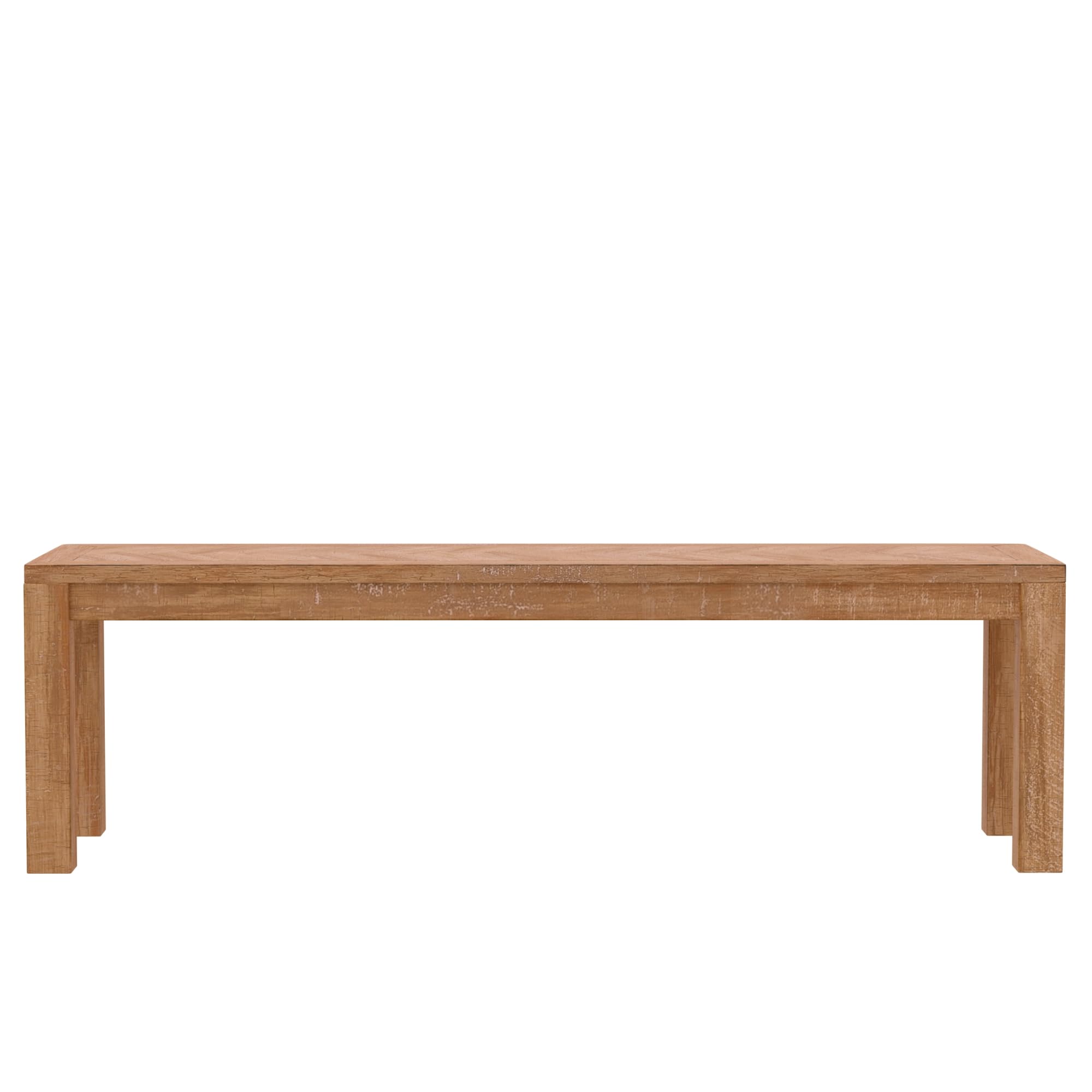 Aiden Solid Pine and Plywood Dining Bench, Weathered Natural