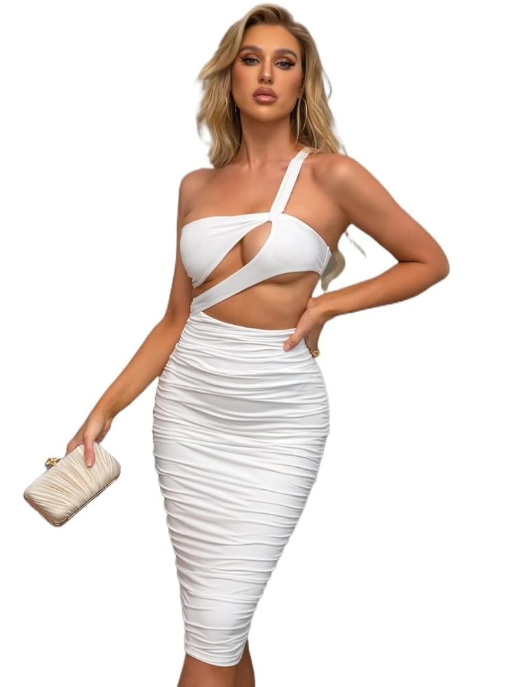 Amazon.com: Womens Dresses One Shoulder Cutout Bodycon Dress