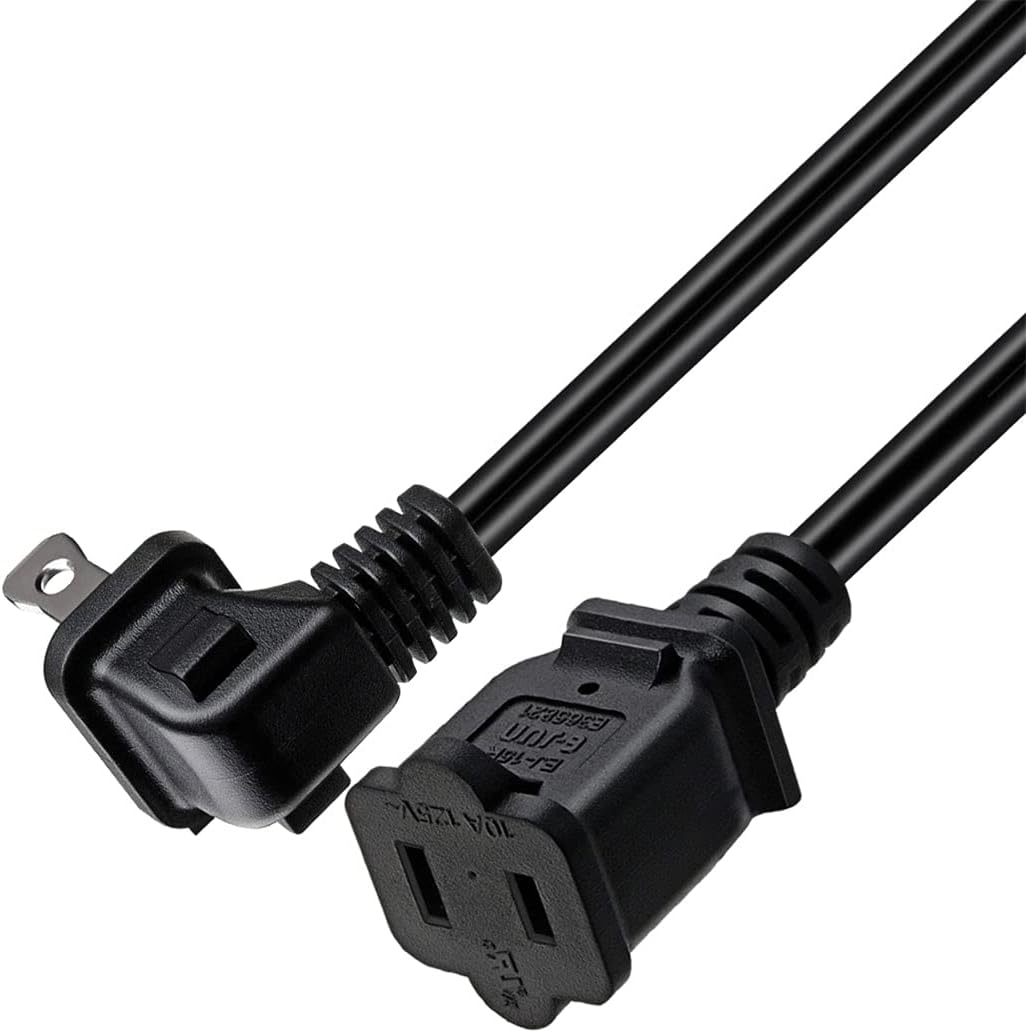 Toptekits Polarized US 2-Prong Extension Cord,5ft/1.5m, Elbow Plug NEMA 1-15P to 1-15R Extension,2 Prong Cord Extender 90 Degree Outlet Adapter for String Light & Chrismas Light (5ft/1.5m, Elbow)