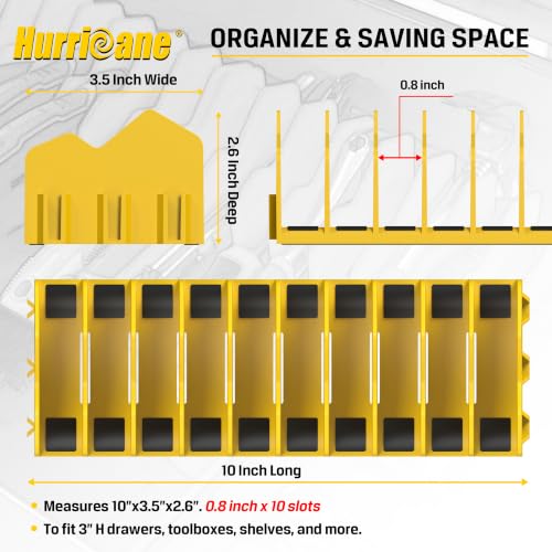Image of HURRICANE Pliers Organizer Rack, Pliers Cutters Organizer with Non-Slip Rubber Base, Keep Tools Organized in Drawers, 2 Pack, Extendable Design, Fit 3'H Drawers and More,Yellow and Green