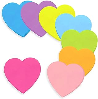 Sticky Notes, 560 Sheets 3 × 3 Inches Self-Stick Notes, Super Sticking Power Memo Pads, Colour Sticky Notes for Home Office Notebook 8 Color (Love Shape)