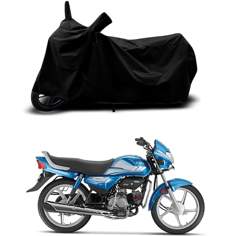 Image of 100% Scratchproof /UV-Rays /Heat Protection /Birds Dropping /Water Resistant /Dust Proof /Waterproof /Full Bike Scooty Two Wheeler Body Cover Compatible for HF Deluxe i3S All Varients[Black]