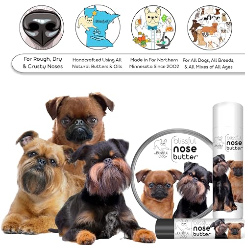 Image of The Blissful Dog Brussels Griffon Nose Butter for Dry, Cracked Skin, Lick-Safe Dog Nose Balm with Moisturizing Shea Butter, Almond, Olive, and Essential Oils, Pet Supplies, Uncented, 0.50 oz.