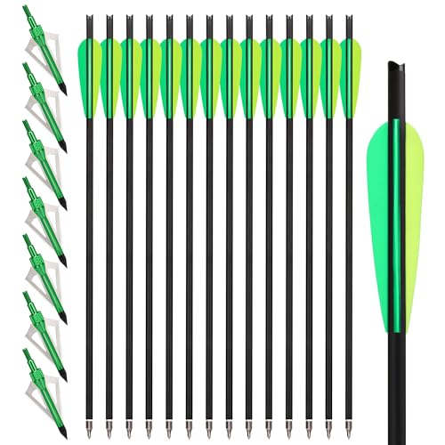 NorthSpoor 14-pcs 20 in Crossbow Bolts,7-pcs 100-Grain Hunting Broadhead,for Outdoor Target Practice