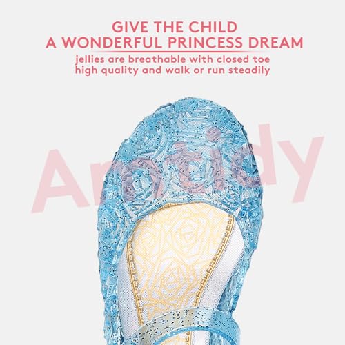 Amtidy Flats Mary Jane Dance Party Cosplay Shoes, Snow Queen Princess Birthday Sandals for Little Girls, Toddler2