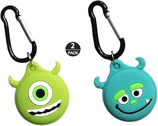 ZOEAST(TM) 2Pack Monster Factory Cartoon Soft Silicone AirTag Holder AirTags Case 2022 Keychain Ring Scratch-Resistant Protective Case Cover AirTags with 2 PCS AirTag Shell (2Pack Monster Factory)