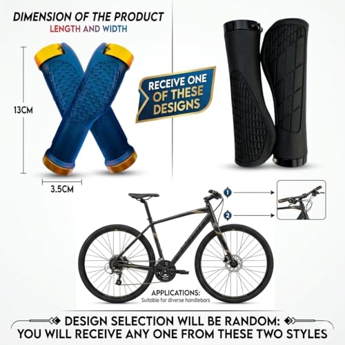 Image of Wavva Bike Handlebar Grips, Bicycle Handle Bar, for BMX, Mountain, MTB, Beach Cruiser, Scooter, Folding Bike, Soft Non Slip Rubber Hand Grip Comfortable.