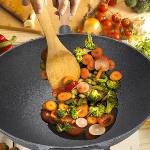 Wok de Hierro Fundido con Mango de Madera miniatura 6