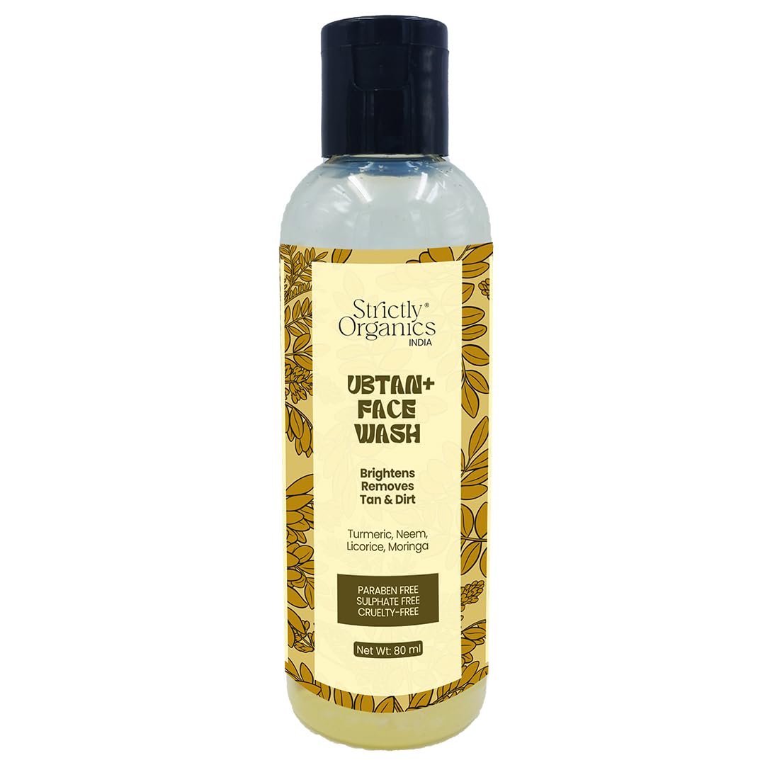 Strictly Organics Ubtan Detan Face Wash For Men and Women | Turmeric & Neem | Paraben & Sulphate-Free| Glowing & Brightening | 80ml + 20% Extra
