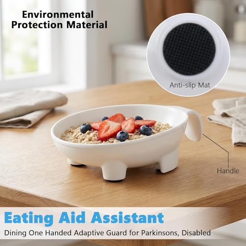 Elderly Scoop Plates with Handle - Eating Aid Assistant for Scooping Food, Dining One Handed Adaptive Guard for Disabled - Image 4