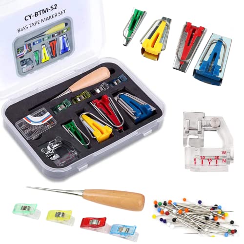 Kit de Cinta al Bies con Punzón de Costura para el hogar. Fabricante de Cinta Bias Práctico. Herramientas y accesorios para Costura. Tamaños 6mm/12mm/18mm/25mm.