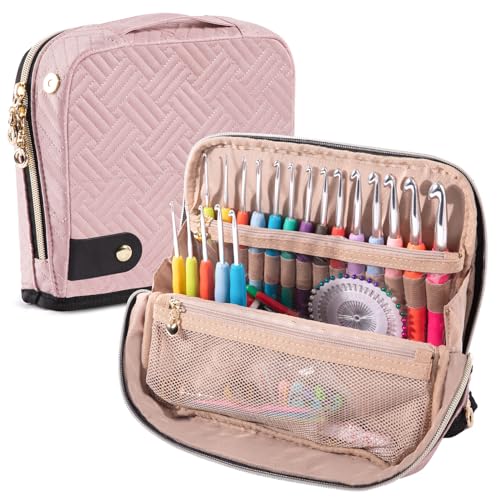 MYBAGZING Empty Crochet Hook Case - Crochet Hook Organizer Case Stand Up (Upgraded) -Corchet Organizer - Crochet Hook Holder for Knitting & Crochet Supplies Crochet Needles Crochet Accessories
