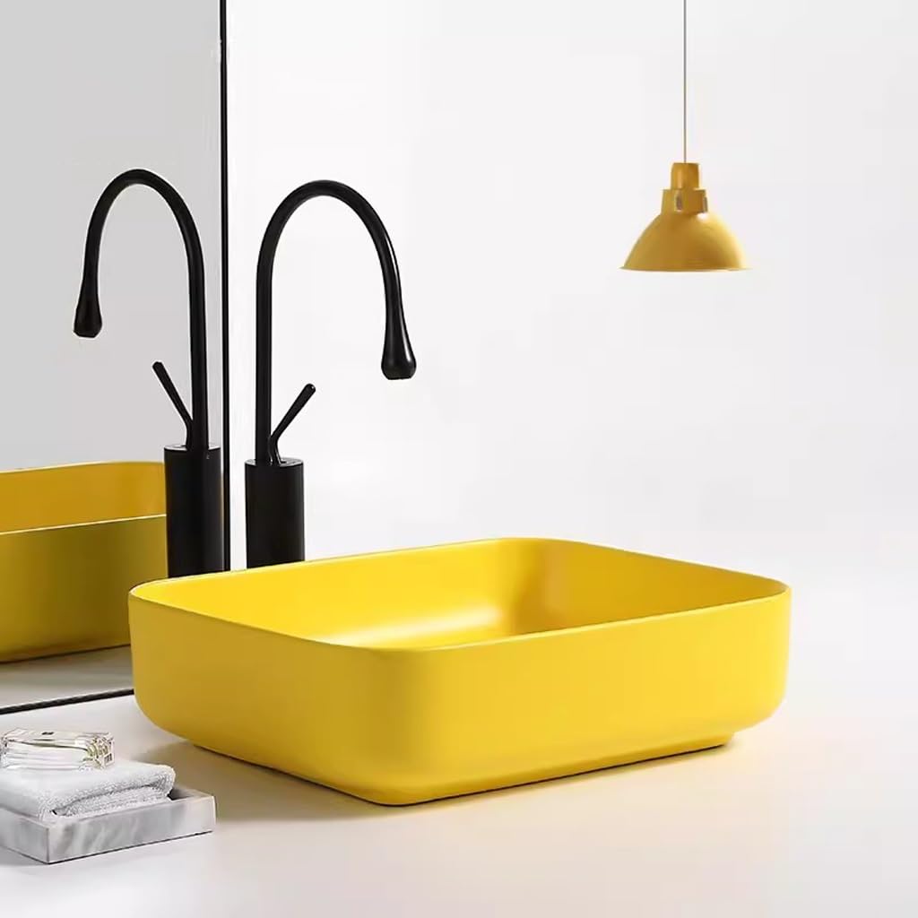 Umywalka łazienkowa nordycka matowa żółta umywalka stołowa ceramiczna dom kreatywna umywalka łazienka balkon mały apartament umywalka nablatowa umywalka (kolor: A)