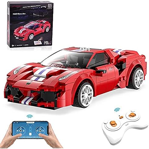 NEWRICE Remote Control Sports Car Building Blocks Kit,488 Building Blocks Model Toys,App Programming & RC Race Car.for 6+ Year Boys.Adult(306 Pieces) Cover