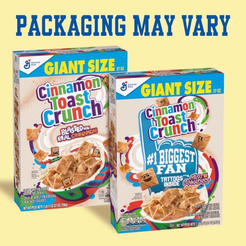 Image of Cinnamon Toast Crunch Breakfast Cereal, Giant Size, 27 oz | 16g Whole Grain, Good Source of Calcium, 12 Vitamins & Minerals, Great Snack Mix Base or Ice Cream Topping