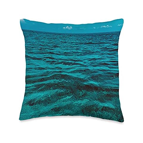 TAYEGU Waves Oceans Turquoise Sea Water Ocean Nature Blue Summer Throw Pillow, 16x16, Multicolor Cover