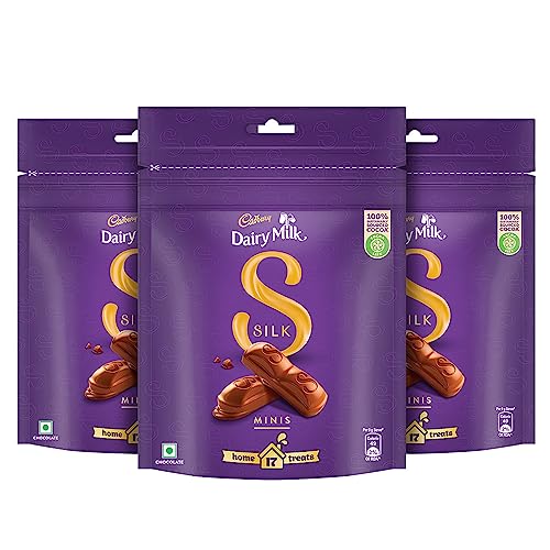 Image of Cadbury Dairy Milk Silk Chocolate Bar, 150g (Pack of 3) & Chocolate Home Treats, 162gm - Pack of 3
