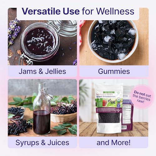 Image of USDA Organic Dried Elderberries 1lb, Whole Black Elderberry Bulk | Non-irradiated raw Sambucus Nigra for immune & antioxidant support, make your own elder syrup, gummies & tea, made in USA