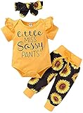 Newborn Baby Girl Clothes Infant Baby Ruffle Romper +Pants + Headband 3 PCS Outfits Set