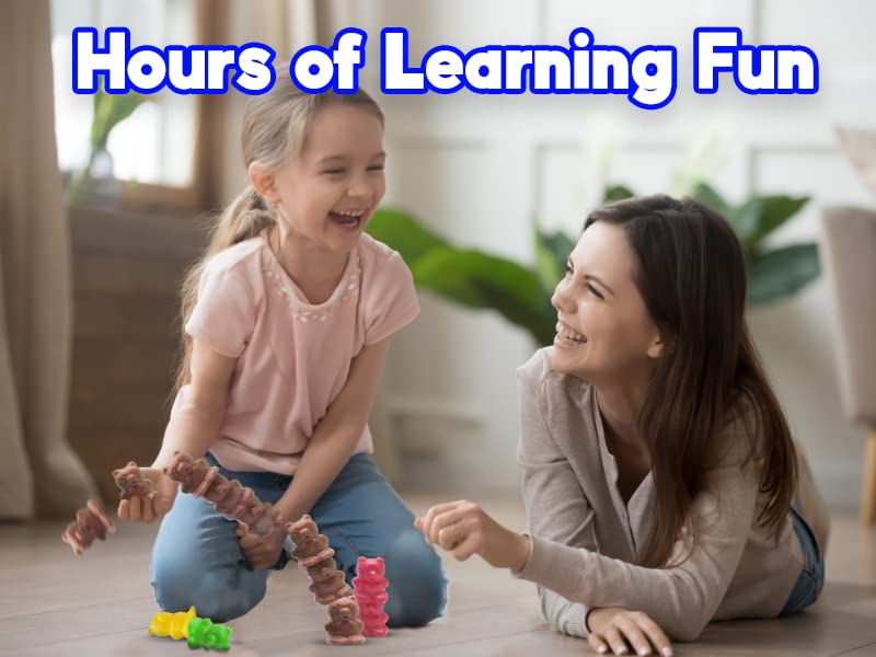 Skoolzy Rainbow Sorting and Stacking Bears 50 Piece Toys_and_Games Set, Animal Stacking Fun Game for 3-8 Kids & Adults