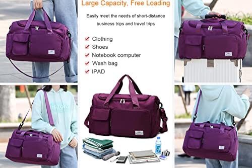 Upgrade Lightweight Waterproof Travel Duffel Bag, Sports Tote Gym Bag, Shoulder Weekender Overnight Bag with Wet Pocket & Shoes Compartment for Women (E-Fuchsia) 4 Upgrade Lightweight Waterproof Travel Duffel Bag, Sports Tote Gym Bag, Shoulder Weekender Overnight Bag with Wet Pocket & Shoes Compartment for Women (E-Fuchsia)