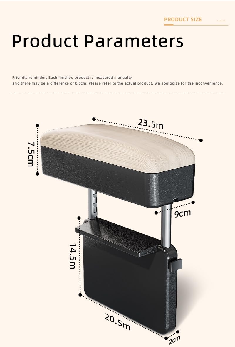 Reposabrazos de coche, reposabrazos para coche, consola central ajustable, caja de almacenamiento, caja de almacenamiento para relleno de espacio de asiento de coche, soporte de muñeca para codo