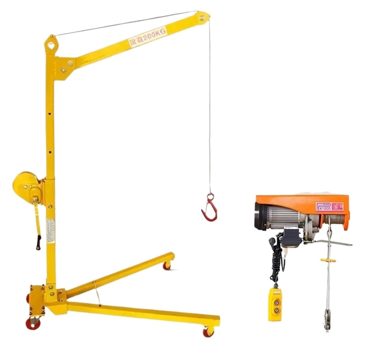 Gru Mobile Piccola, Gru Manuale Pieghevole Portatile per Uso Domestico, Supporto per Veicolo di Sollevamento Elettrico 24 V, Set da 300 kg, Set da 200 kg (Modello Elettrico), Set da 200 kg