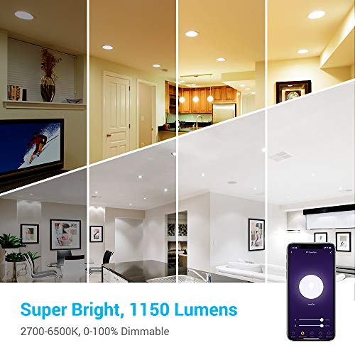 MustWin Smart Retrofit Led Recessed Lighting 6 inch LED Downlight, Bluetooth Mesh LED Can Lights Color Changing, Voice Control via Alexa, Dimmable RGBCW 15W 2-Pack (Hub Needed)
