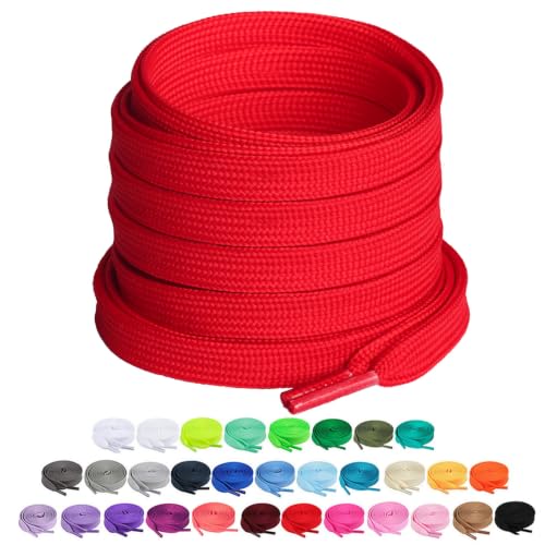 Image of Booyckiy 2 Pairs 2 /5 inch Flat Shoe Laces for Sneakers 31 Colors Shoelaces in 27 inch-72 inch