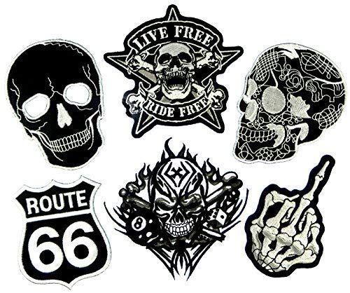i-Patch - Patches - 0085 - Totenkopf - Schwarz - Live Free - Acht - Würfel - Flicken - Aufnäher - Sticker - Badges - Bügelbild - Aufbügler - Iron-on - Applikation - zum aufbügeln - Skelett - Skull Cover